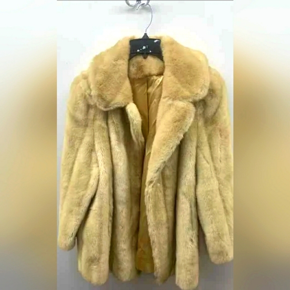 Tissavel France Designer Women Tan Gold Brown Non Fur Coat Sz N/A - Picture 1 of 5